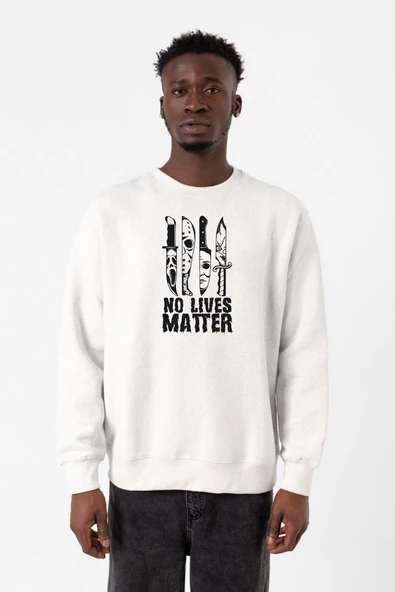 Horror Knifes No Live Matter Beyaz Erkek 2ip Sweatshirt ürün görseli 1
