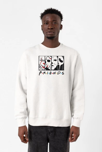 Horror Character Friends Beyaz Erkek 2ip Sweatshirt