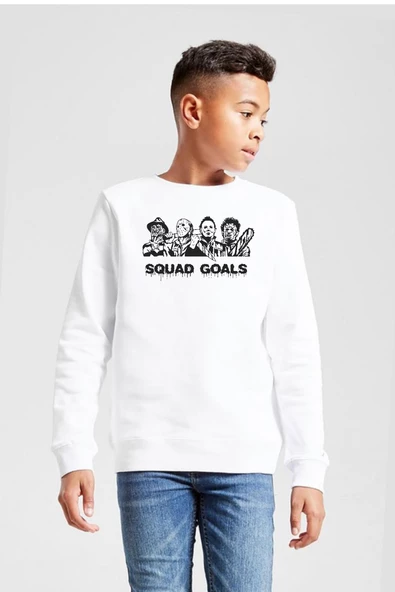 Horror Movie Squad Goals Beyaz Çocuk 2ip Sweatshirt