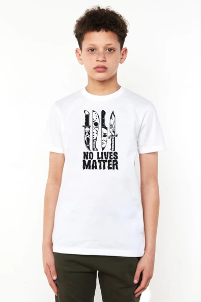Horror Knifes No Live Matter Beyaz Çocuk Bisikletyaka Tshirt - 1
