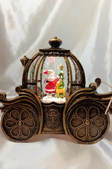 Yılbaşı Noel Fayton Tasarımlı Kar Küresi Noel Baba Karakter Işık kahve Yeni Yıl - 9