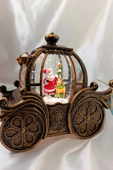 Yılbaşı Noel Fayton Tasarımlı Kar Küresi Noel Baba Karakter Işık kahve Yeni Yıl - 3