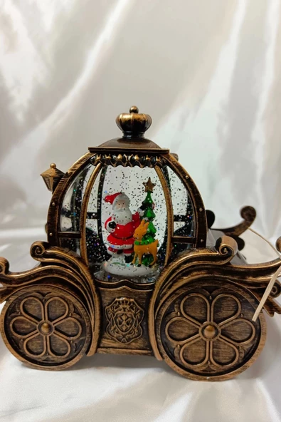 Yılbaşı Noel Fayton Tasarımlı Kar Küresi Noel Baba Karakter Işık kahve Yeni Yıl - 10
