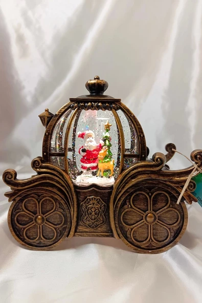 Yılbaşı Noel Fayton Tasarımlı Kar Küresi Noel Baba Karakter Işık kahve Yeni Yıl - 8
