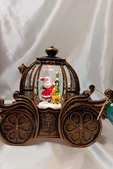 Yılbaşı Noel Fayton Tasarımlı Kar Küresi Noel Baba Karakter Işık kahve Yeni Yıl - 4