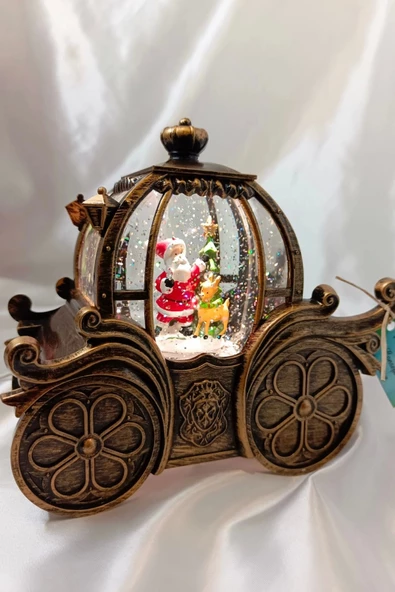 Yılbaşı Noel Fayton Tasarımlı Kar Küresi Noel Baba Karakter Işık kahve Yeni Yıl - 11