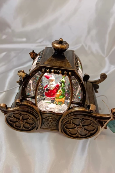 Yılbaşı Noel Fayton Tasarımlı Kar Küresi Noel Baba Karakter Işık kahve Yeni Yıl - 5