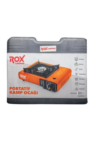 Rox Camping 0189 Tekli Portatif Kamp Ocak - Turuncu, Rüzgarlıklı, Ekstra Gaz Girişli - 5