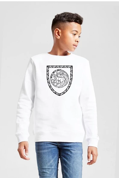 House Of The Dragon Targaryen Amblem Beyaz Çocuk 2ip Sweatshirt