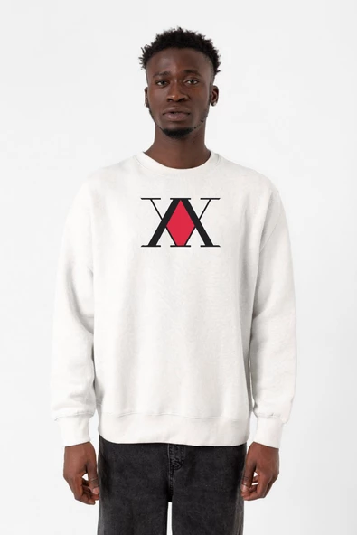 Hunter x Hunter Anime Logo Beyaz Erkek 2ip Sweatshirt