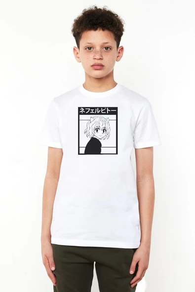 Hunter x Hunter Anime Neferpitou Beyaz Çocuk Bisikletyaka Tshirt - 1