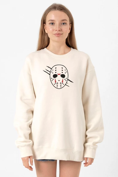 Jason Voorhees Facemask Ekru Kadın 2ip Sweatshirt ürün görseli