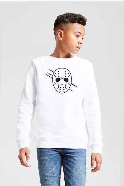 Jason Voorhees Facemask Beyaz Çocuk 2ip Sweatshirt