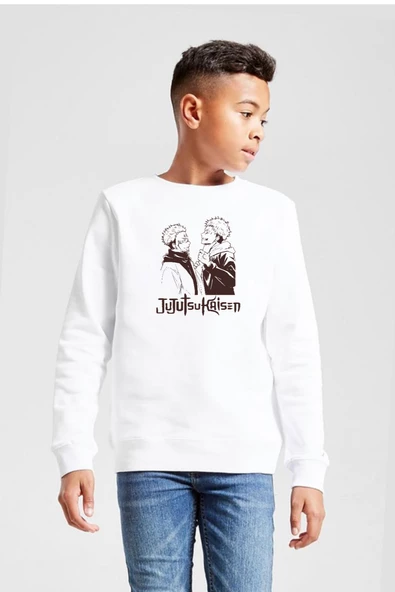 Jujutsu Kaisen Anime Long Beyaz Çocuk 2ip Sweatshirt
