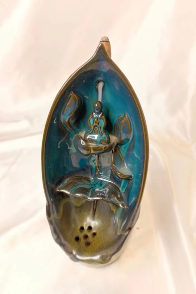 Budha Geri Akış Tütsülük Buda Ters Akış Tütsü Seramik Feng Sui Yeşil ürün görseli