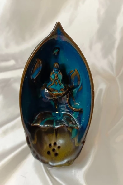 Budha Geri Akış Tütsülük Buda Ters Akış Tütsü Seramik Feng Sui Yeşil - Resim 2