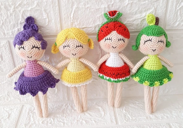 Meyveli Kızlar Takımı Amigurumi Organik Oyuncak - 1