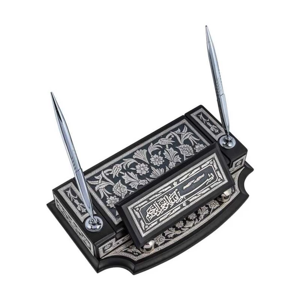 Lucky Life 925 Ayar Gumuss Çiçek Desenli Besmele Masa Üstü Kalemlik - 7