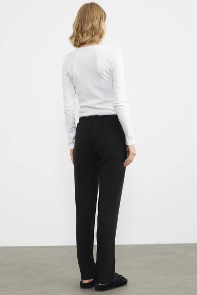 Kalın Polar Pijama Tek Alt - Siyah - 6