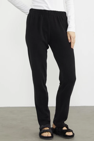 Kalın Polar Pijama Tek Alt - Siyah - 3