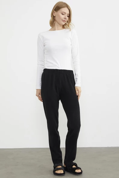Kalın Polar Pijama Tek Alt - Siyah - 2