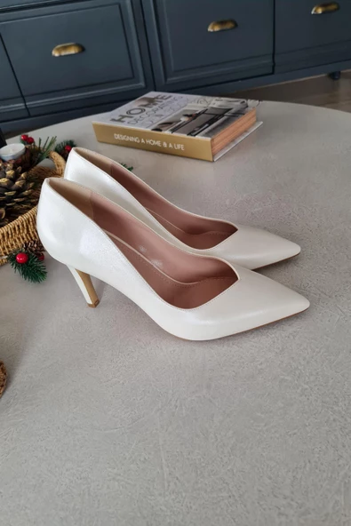 34IZ 65 Topukla Kadın İnce Topuklu Stiletto Gelin Abiye Ayakkabı - Resim 5