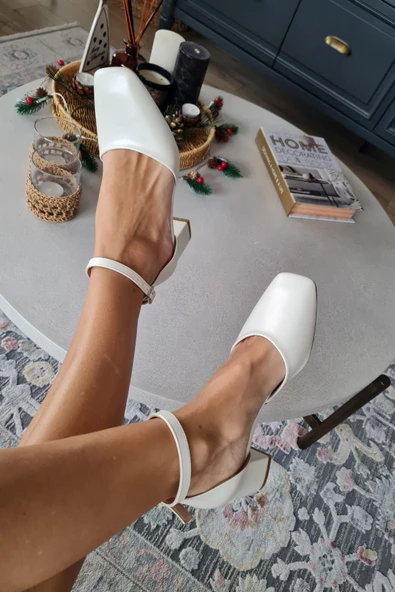 34IZ 60 Topukla Kadın Alçak Kalın Topuklu Bilekden Bağlamalı Abiye Ayakkabı - 4