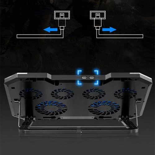 Polham Yükseklik Ayarlı Fanlı Notebook Soğutucu, RGB Led Işıklı Laptop Soğutucu, 6 Adet Fanlı - 4