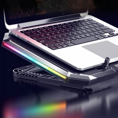 Polham Yükseklik Ayarlı Fanlı Notebook Soğutucu, RGB Led Işıklı Laptop Soğutucu, 6 Adet Fanlı - 2