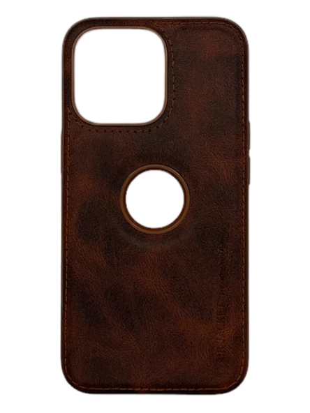 Hole Leather Case Kahverengi iPhone 13