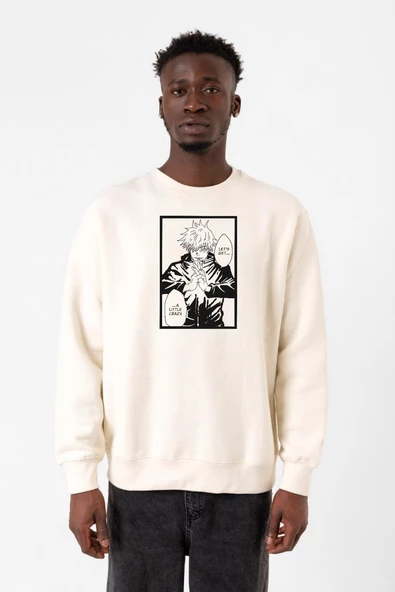 Jujutsu Kaisen Anime Satoru Gojo Lets Get A Little Crazy Ekru Erkek 2ip Sweatshirt