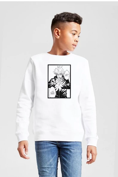 Jujutsu Kaisen Anime Satoru Gojo Lets Get A Little Crazy Beyaz Çocuk 2ip Sweatshirt
