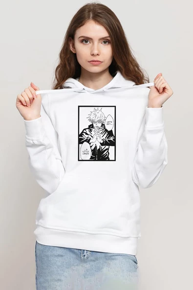 Jujutsu Kaisen Anime Satoru Gojo Lets Get A Little Crazy Beyaz Kadın 3ip Kapşonlu Sweatshirt ürün görseli 1