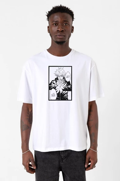 Jujutsu Kaisen Anime Satoru Gojo Lets Get A Little Crazy Beyaz Erkek Oversize Tshirt - 1