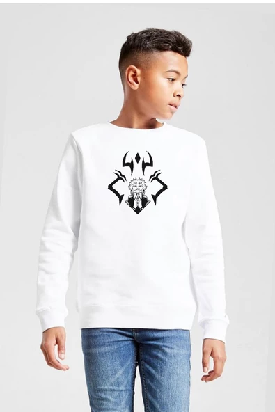 Jujutsu Kaisen Anime Sukuna Ryomen Unleash Beyaz Çocuk 2ip Sweatshirt