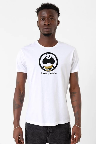 Kung Fu Panda Inner Peace Beyaz Erkek Bisikletyaka Tshirt