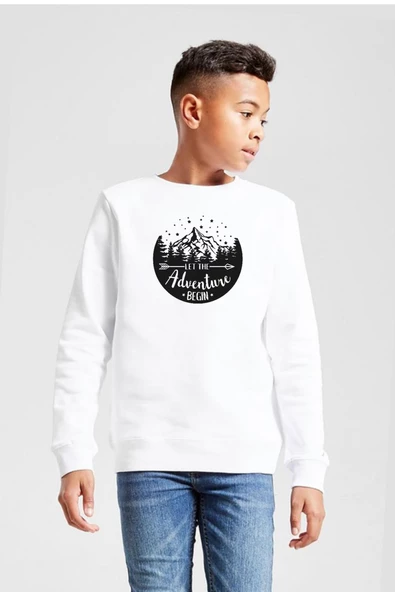 Let The Adventure Begin Beyaz Çocuk 2ip Sweatshirt