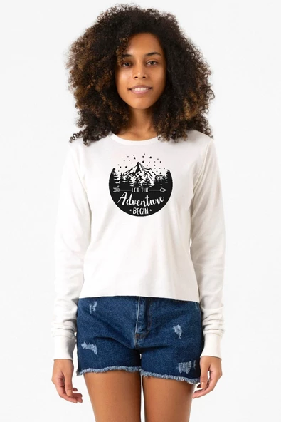 Let The Adventure Begin Ekstra Uzunkol Sweatshirt Ekru ürün görseli