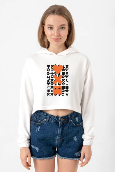 Love Death Robots Orange Ekru Kadın Crop Kapşonlu ürün görseli