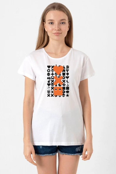 Love Death Robots Orange Beyaz Kadın Bisikletyaka Tshirt