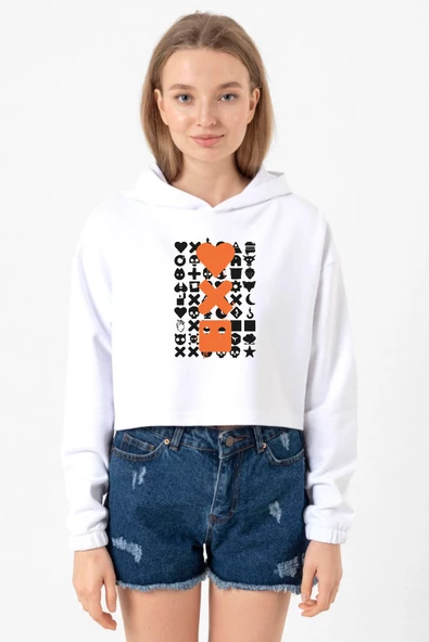 Love Death Robots Orange Beyaz Optik Kadın Crop Kapşonlu ürün görseli 1