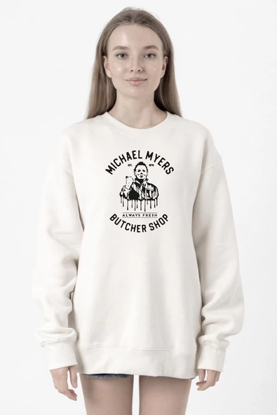 Michael Myers Butcher Shop Beyaz Kadın 2ip Sweatshirt