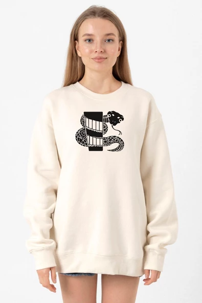 Monogatari Anime Nadeko Snake Symbol Ekru Kadın 2ip Sweatshirt ürün görseli