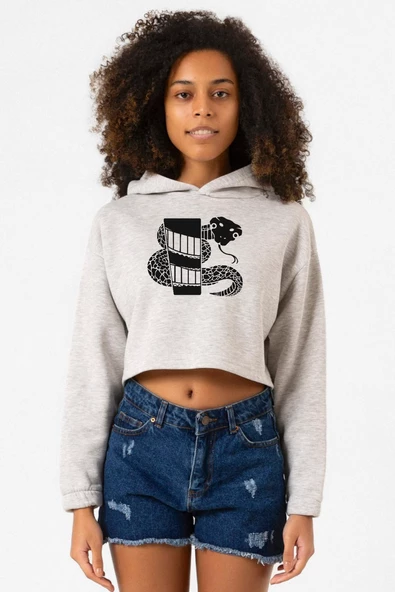 Monogatari Anime Nadeko Snake Symbol Grimelanj Kadın Crop Kapşonlu ürün görseli