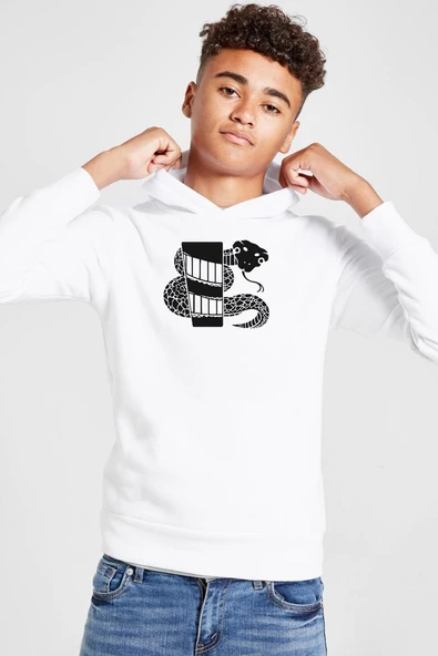 Monogatari Anime Nadeko Snake Symbol Beyaz Çocuk 3ip Kapşonlu  Sweatshirt