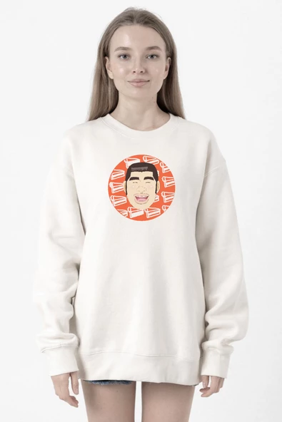Monogatari Anime Takeo Gouda Circle Poster Beyaz Kadın 2ip Sweatshirt ürün görseli