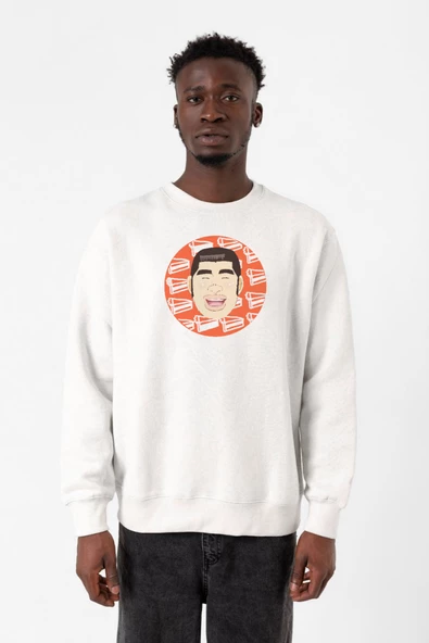 Monogatari Anime Takeo Gouda Circle Poster Beyaz Erkek 2ip Sweatshirt
