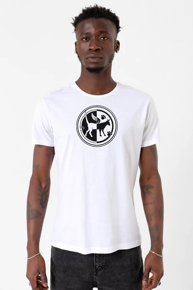 Monogatari Anime Tsubasa Cat Symbol Beyaz Erkek Bisikletyaka Tshirt