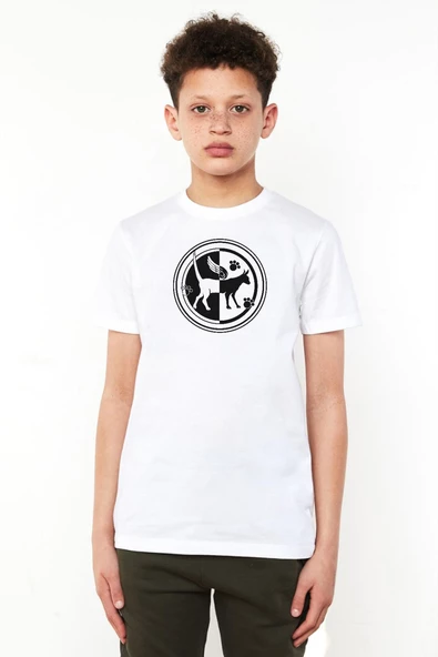 Monogatari Anime Tsubasa Cat Symbol Beyaz Çocuk Bisikletyaka Tshirt