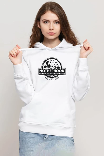 Motherhood Witch Beyaz Kadın 3ip Kapşonlu Sweatshirt ürün görseli